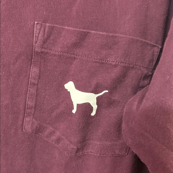 PINK Victoria's Secret Burgundy Long Sleeve with Dog Logo - Picture 2 of 4